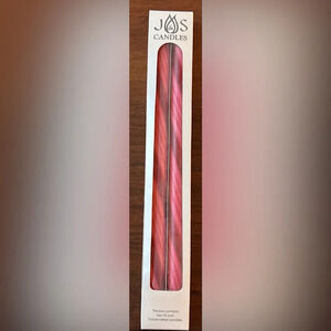 Christmas J&S Candy Cane 12" Taper Candles - New in Package - Shades of Red